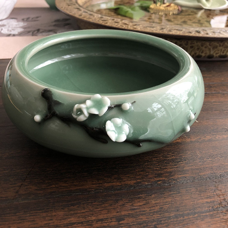 内项轻藏品－〡暗香疏影 茶洗笔洗」毛丹云作品青瓷笔洗文房水墨
