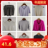 古着秋冬复古欧美格雷简洁慵懒纯色图案羊毛羊绒毛衣