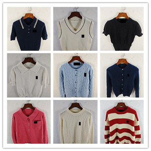 古着秋冬复古韩版宽松修身纯色图案短中长款秋冬毛衣外套女