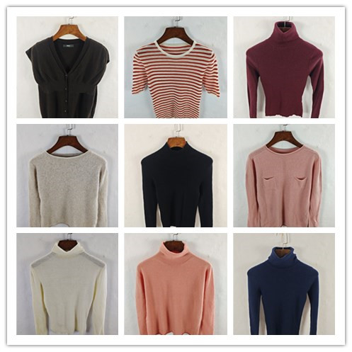 古着秋冬复古欧美格雷简洁慵懒纯色图案羊毛羊绒毛衣1263-1288