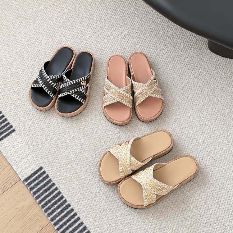 2026春夏新款编织交叉带一字拖女夏外穿时尚百搭平底凉拖鞋,女鞋,一字拖,淘宝优惠券,粉丝福利购,淘宝优惠卷