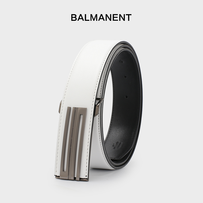 【男生礼物】男士皮带白色2025新款真皮休闲男生裤带平滑扣腰带