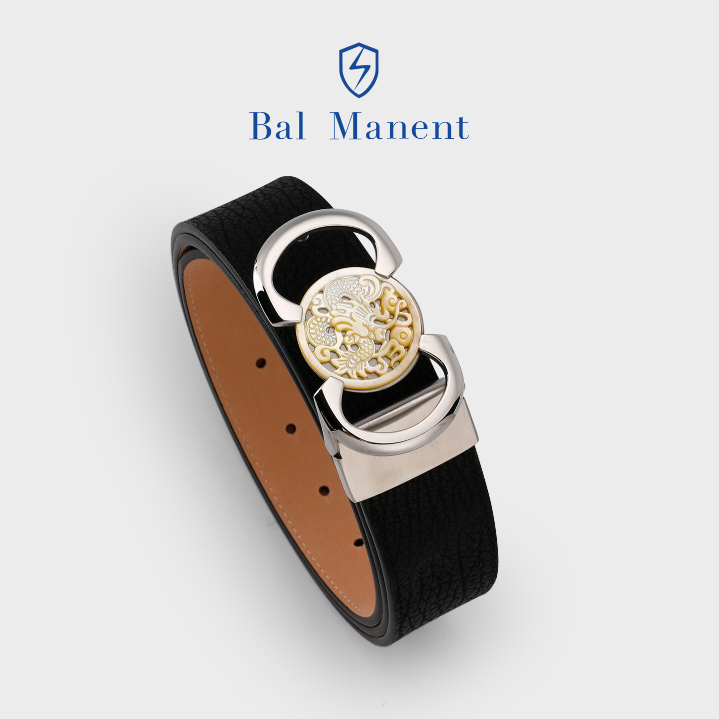 高档鲨鱼皮奢侈品皮带男真皮新款裤带平滑扣商务腰带【中秋礼物】