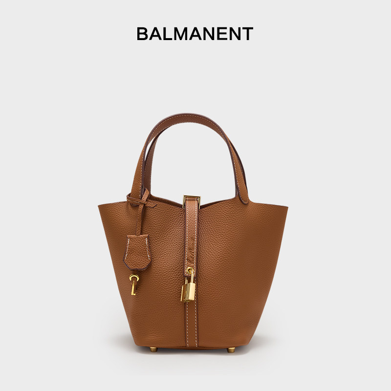 小众菜篮子包真牛皮水桶包女2026新款大容量手提包高级感通勤包,箱包皮具/热销女包/男包,水桶包,淘宝优惠券,粉丝福利购,淘宝优惠卷