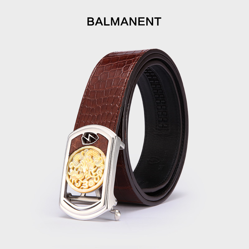 鳄鱼皮高端奢侈品男士皮带新款真皮设计师原创象牙贝自动扣腰带