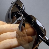 高档男士 中茶色太阳眼镜高清护目开车墨镜 天然水晶石头镜大方圆款