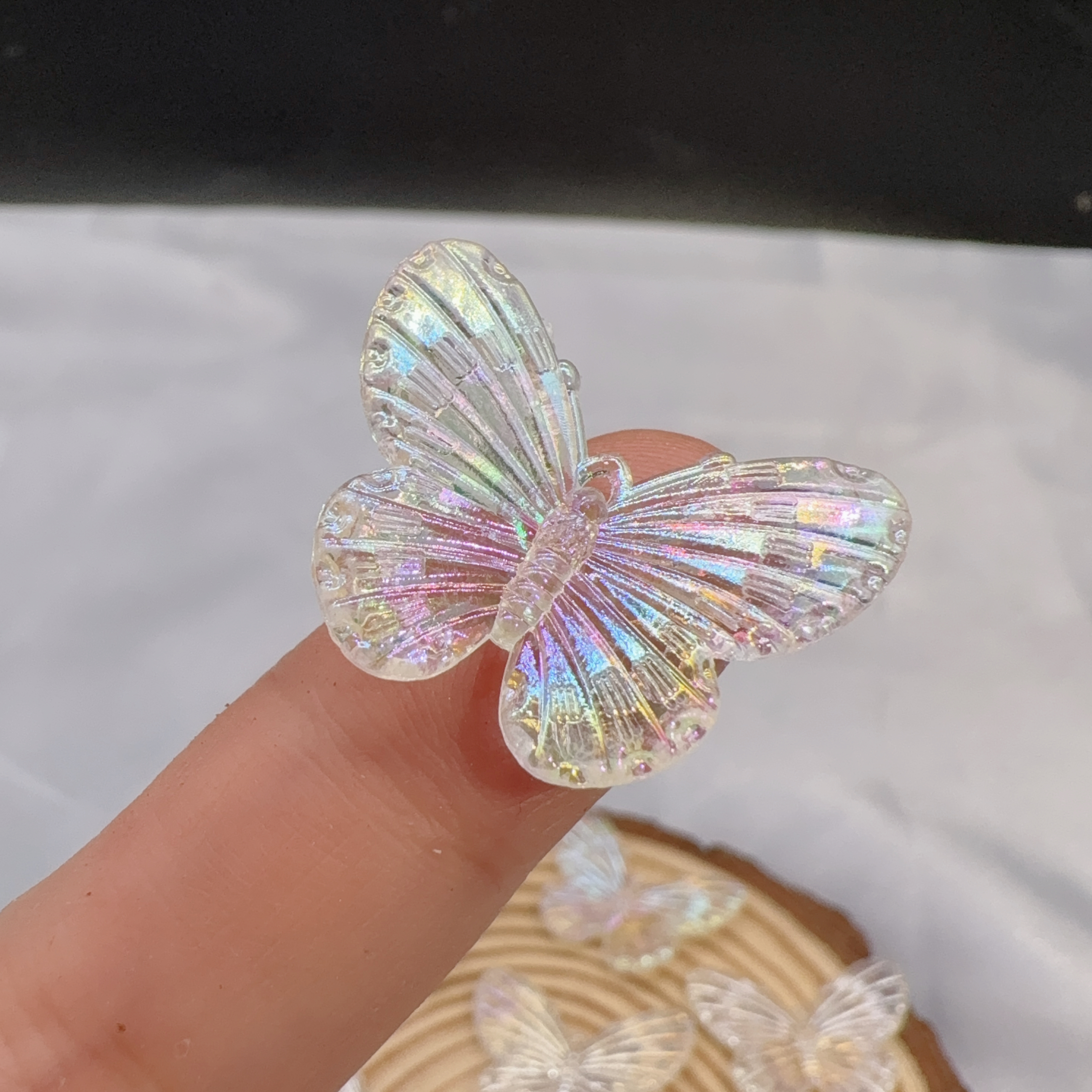 炫彩镭射大蝴蝶diy手工制作奶油胶壳立体小饰品材料包