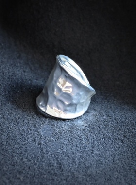 小众铜电镀手工锤纹不规则戒指捶打宽面冷淡风气质个性休闲