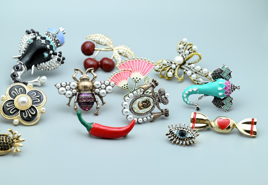 复古孤品一物一图胸花