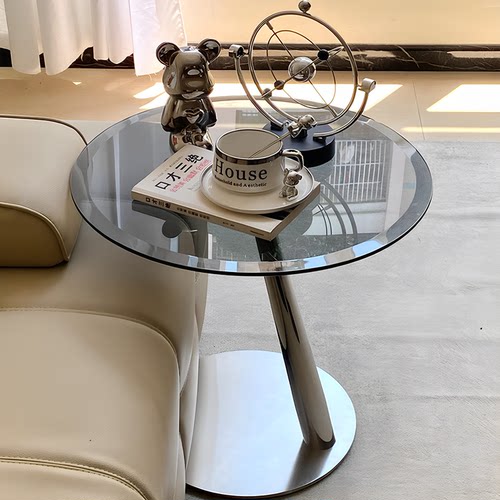 意式极简小边几马鞍皮角几