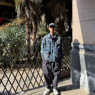 UNITELIFE25SS主线 14.5OZ水洗四袋宽短廓形闪电纹猫须牛仔衣外套