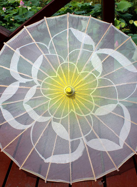 白色透明茉莉情怀专用  手工手绘 成人旗袍走秀伞仿古舞蹈工艺伞