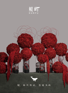 鲲屿红色永生绣球花组合