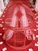 影楼橱窗摆件 红白色 挂式 鸟笼大号 饰小道具 新款 婚庆装 铁艺鸟笼