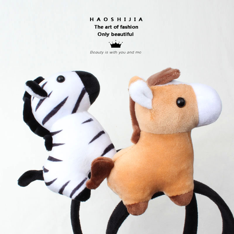 好饰佳卡通小马发箍可爱超萌斑马头饰超萌长颈鹿毛驴羊驼动物发箍