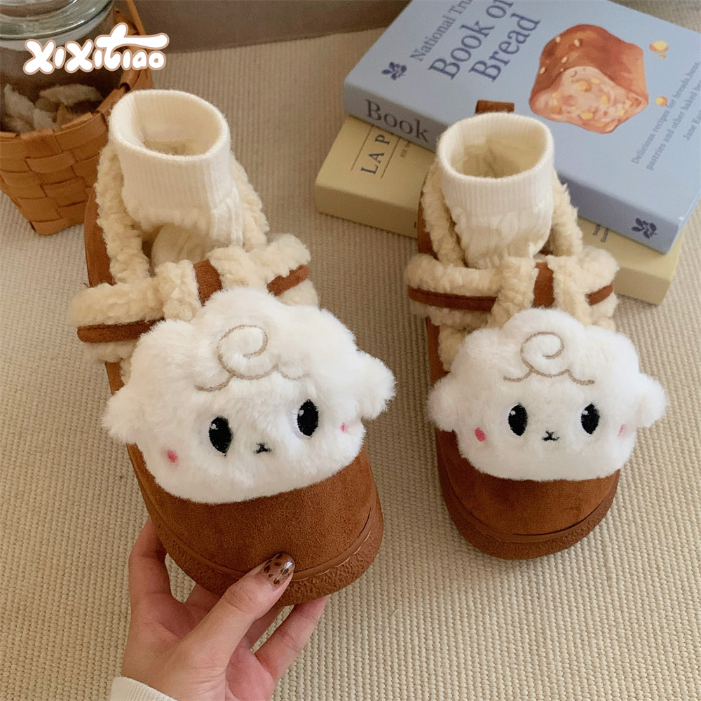 细细条 勃肯鞋女加绒复古休闲平底可爱小羊冬季一脚蹬全包跟棉鞋,女鞋,勃肯鞋/软木鞋,淘宝优惠券,粉丝福利购,淘宝优惠卷