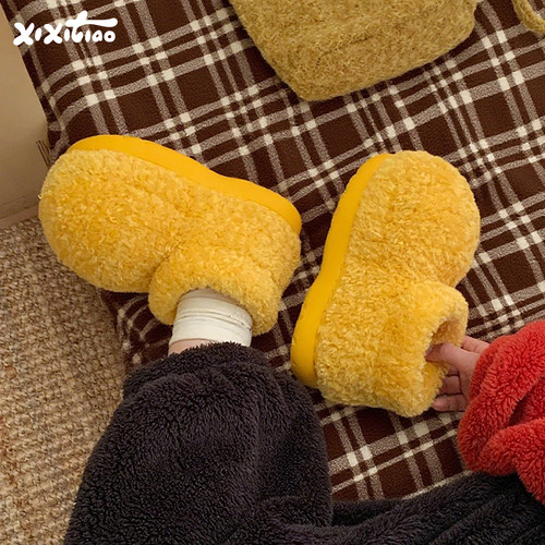 细细条时尚可爱大头毛毛靴子女