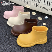 短筒雨靴女eva可爱圆头下雨天室外防水雨鞋 成人时尚 春夏季 细细条