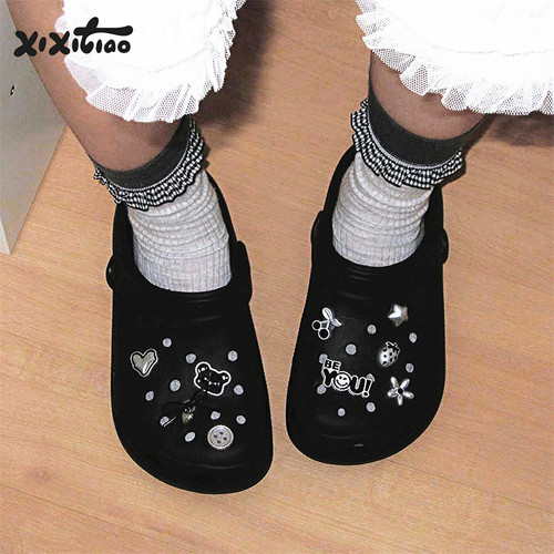 细细条甜酷银色小熊EVA度假凉拖