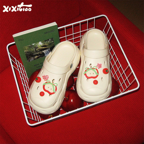 细细条可爱DIY苹果番茄洞洞鞋