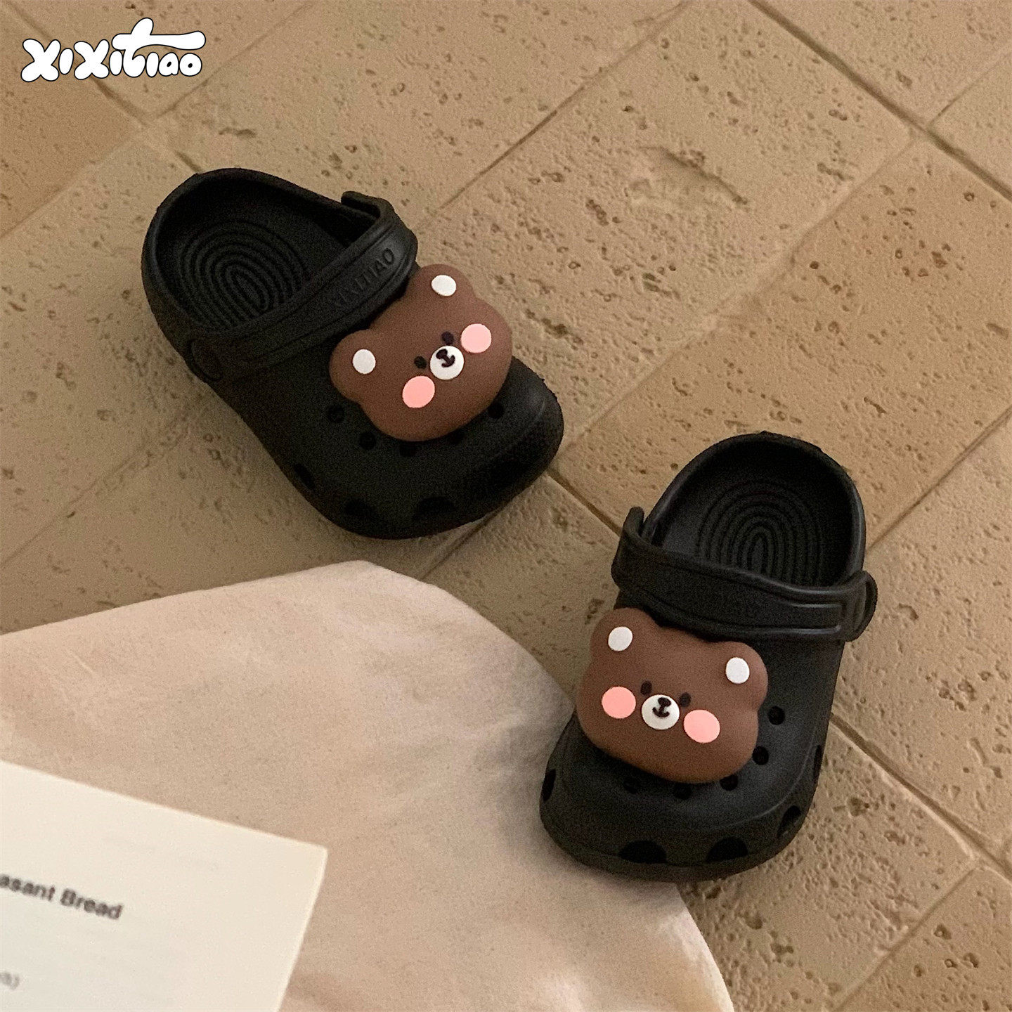 细细条 可爱小熊儿童足弓洞洞鞋沙滩防滑软底男童女童夏包头凉拖,童鞋/婴儿鞋/亲子鞋,儿童洞洞鞋,淘宝优惠券,粉丝福利购,淘宝优惠卷