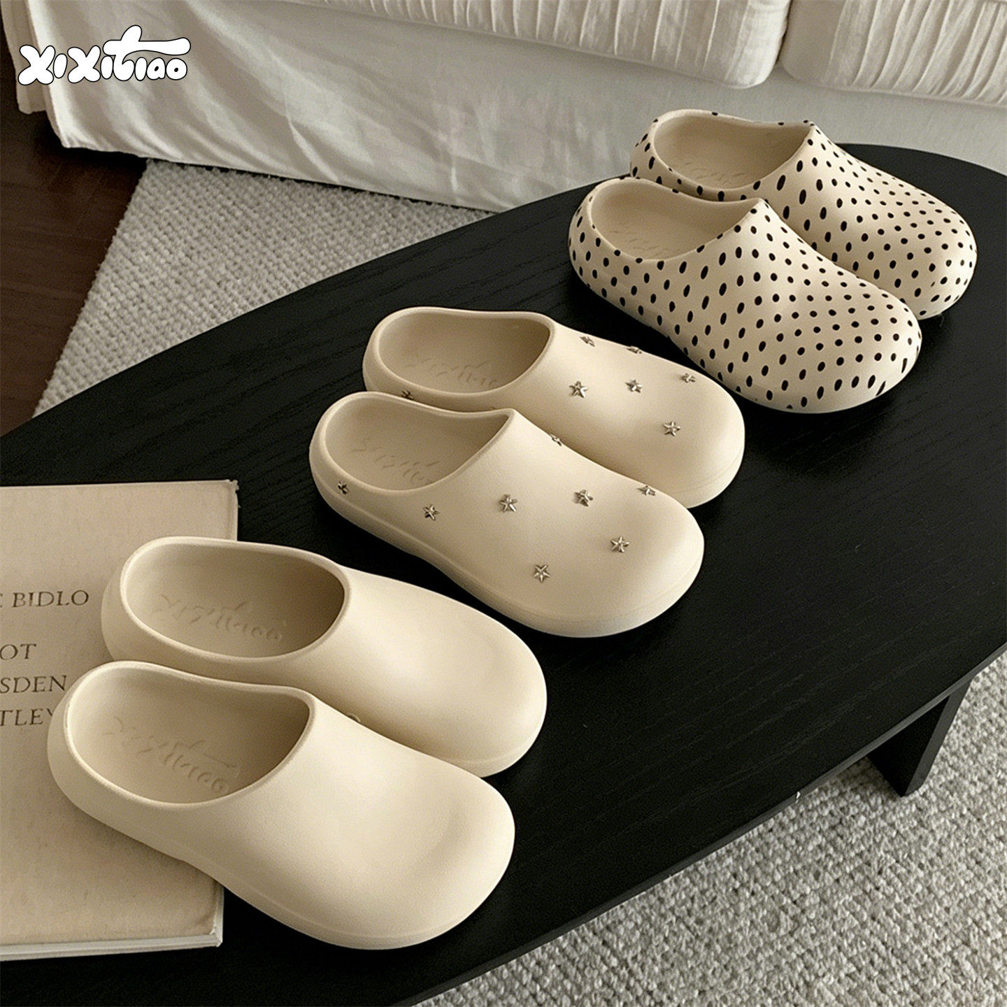 细细条办公室懒人一脚蹬包头拖