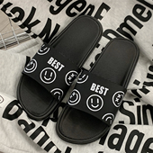 细细条 情侣室内防滑平底浴室洗澡凉拖ins潮酷 夏韩版 男士 笑脸拖鞋
