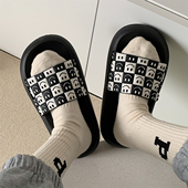 女夏外穿韩版 细细条 踩屎感大厚底拖鞋 学生棋盘格防滑凉拖男ins潮