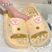 情侣居家拖鞋 细细条 镂空浴室洗澡漏水防臭凉拖男女可爱猫爪夏季