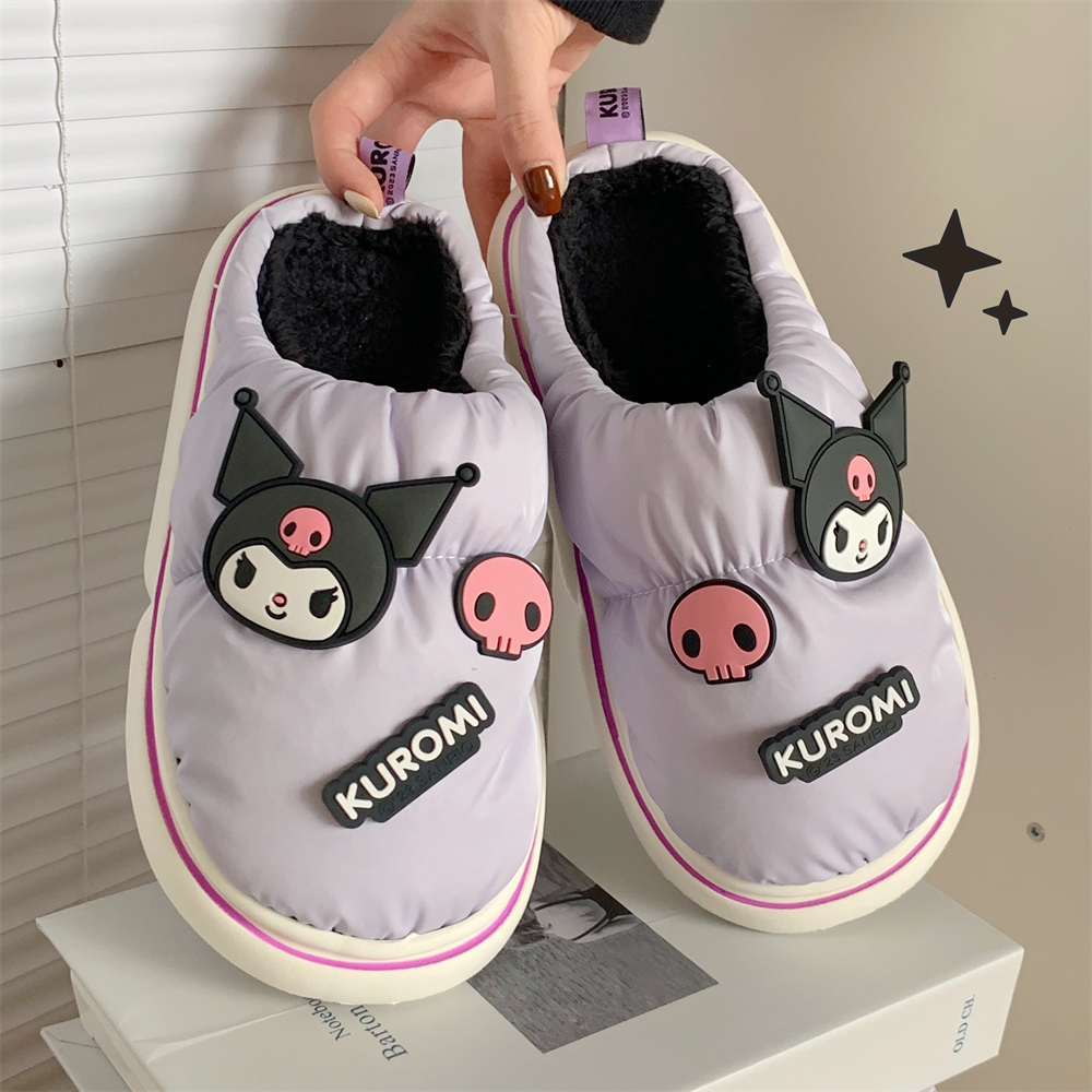 细细条可爱库洛米亲子防水棉拖鞋
