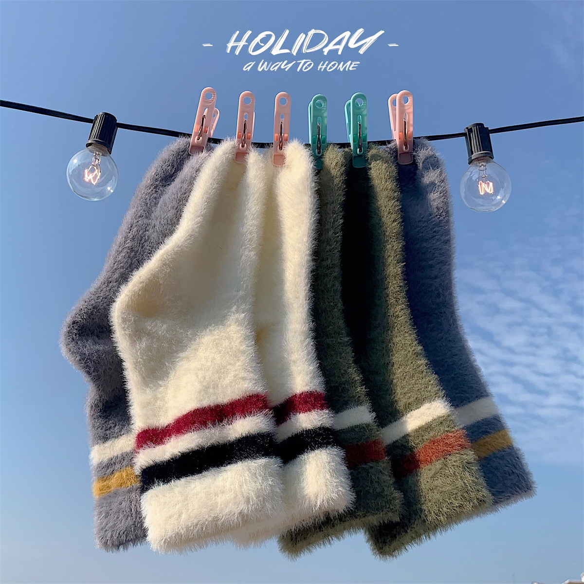 貂毛绒袜女冬ins保暖加厚中筒袜