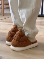 Thin and funny creative cotton slippers for men and women 2025 winter couple fun poop plush home shoes thumbnail 8