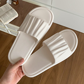 细细条 室内浴室防滑eva防臭拖鞋 居家简约纯色褶皱凉拖鞋 女夏时尚