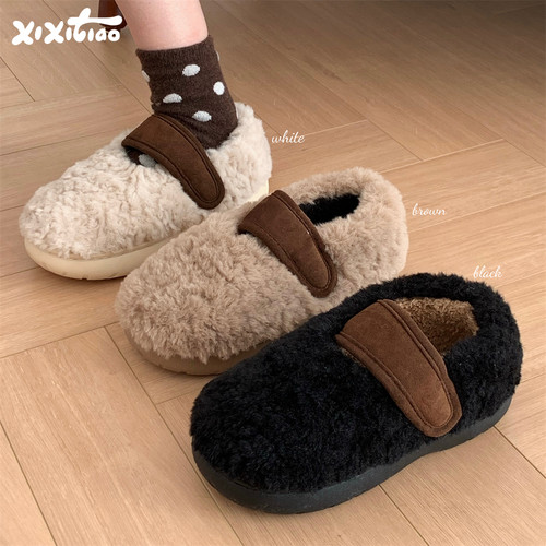 细细条百搭平底防滑毛毛单鞋