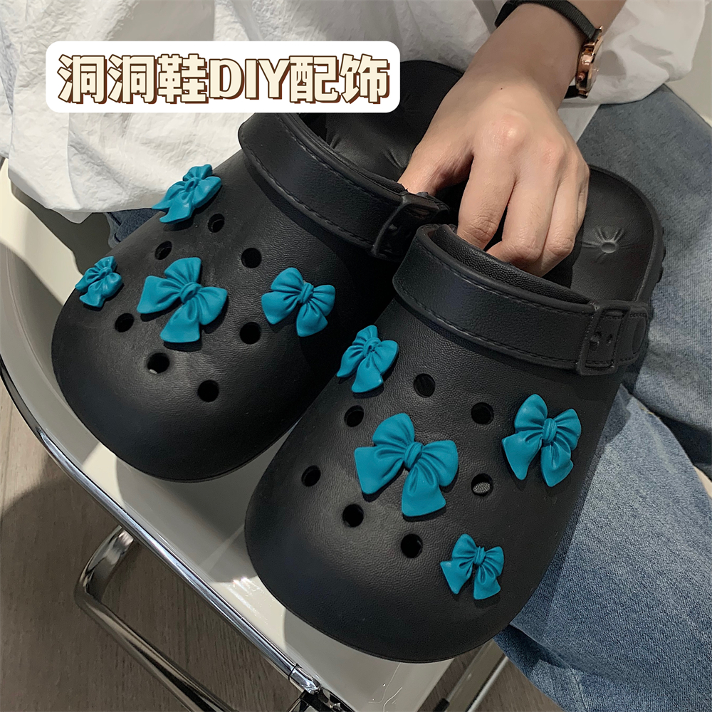 细细条DIY洞洞鞋蝴蝶结花扣配饰