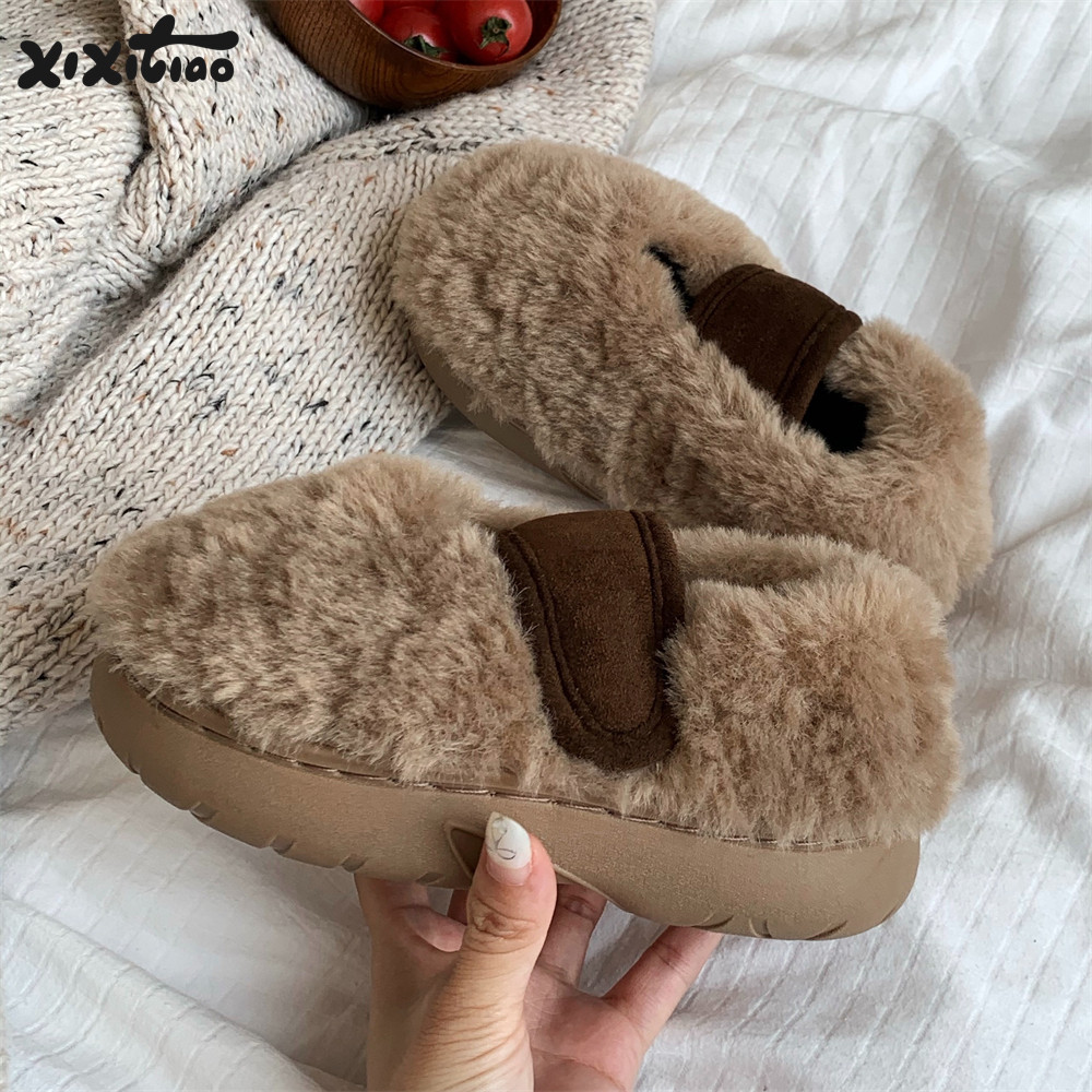 细细条 女童宝宝复古毛毛单鞋冬舒适保暖亲子拼色儿童休闲豆豆鞋,童鞋/婴儿鞋/亲子鞋,棉鞋,淘宝优惠券,粉丝福利购,淘宝优惠卷