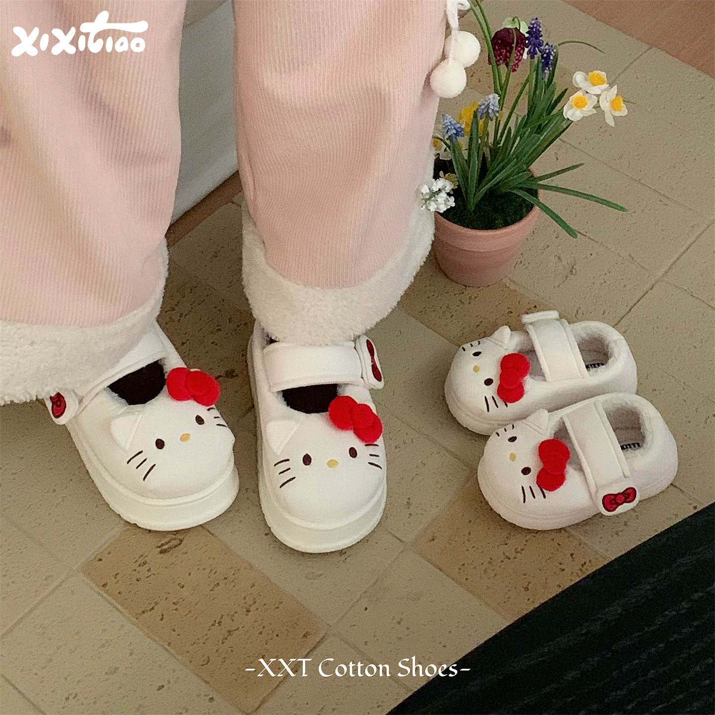 细细条正版HelloKitty猫豆豆鞋