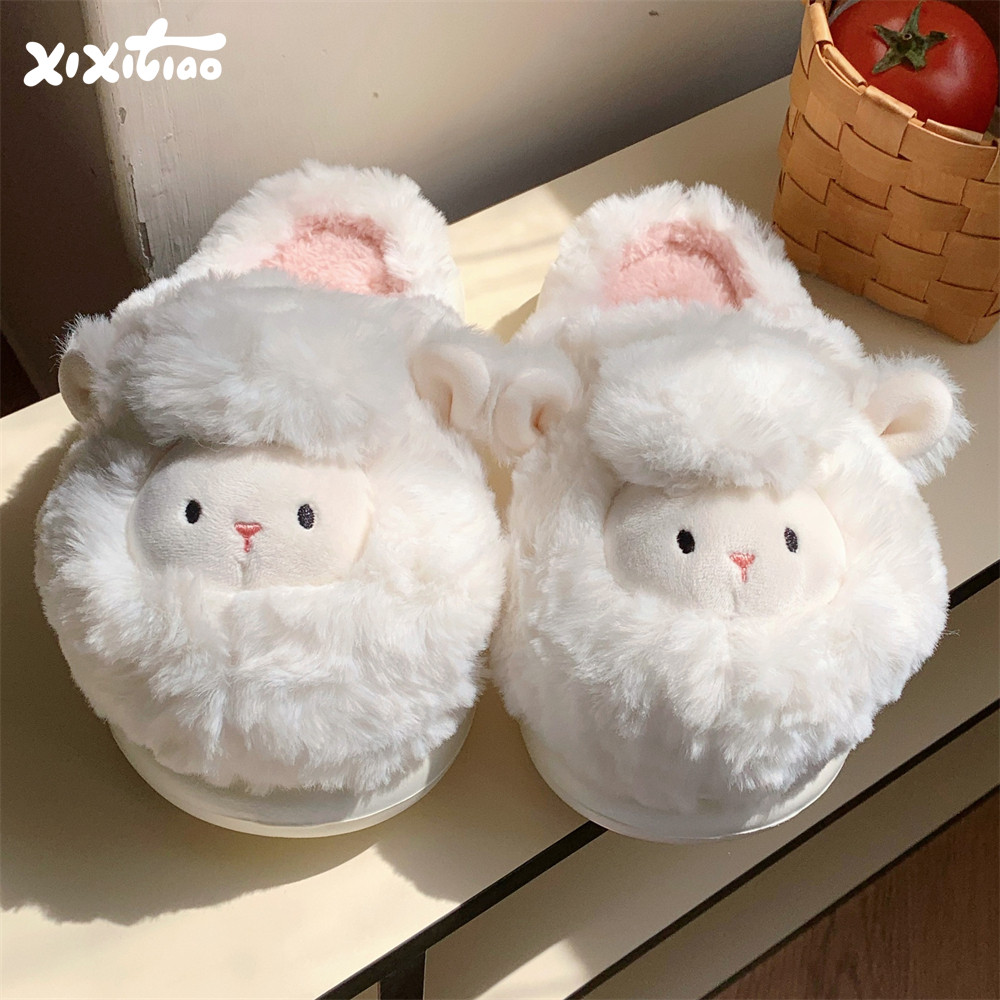 细细条 学生休闲居家软萌小羊保暖月子鞋女冬季软底少女心棉拖鞋,居家布艺,居家棉拖/棉鞋,淘宝优惠券,粉丝福利购,淘宝优惠卷