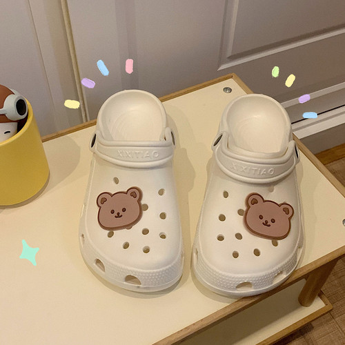 细细条洞洞鞋可爱ins包头沙滩