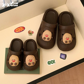 细细条 女 沙滩凉鞋 可爱土豆亲子洞洞鞋 eva软底两穿防滑拿铁色夏季