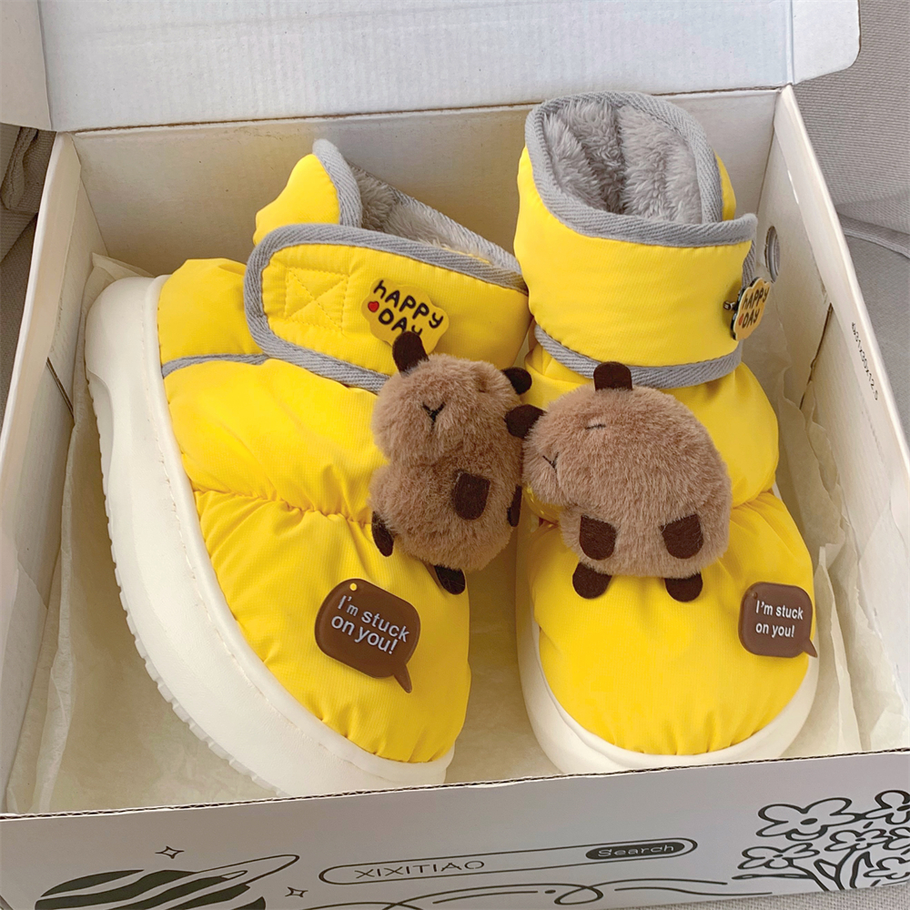 细细条呆萌卡皮巴拉水豚雪地靴