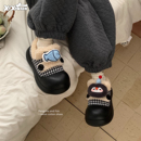 细细条 厚底企鹅小鱼加绒面包鞋女冬户外防滑百搭乐福豆豆鞋棉鞋