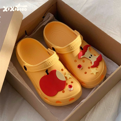 细细条情侣少女心红苹果洞洞鞋