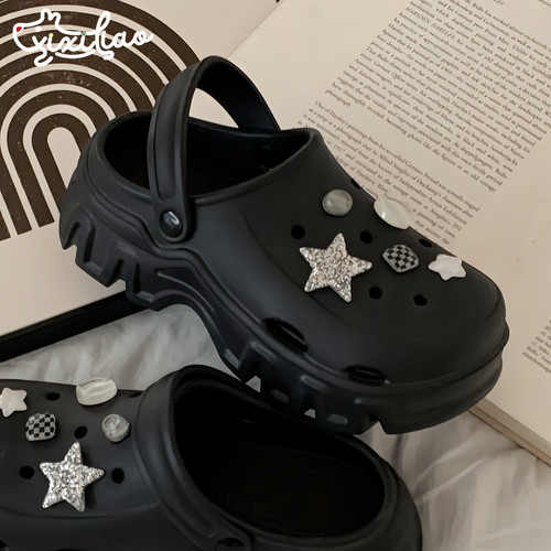 细细条ins潮甜酷五角星洞洞鞋