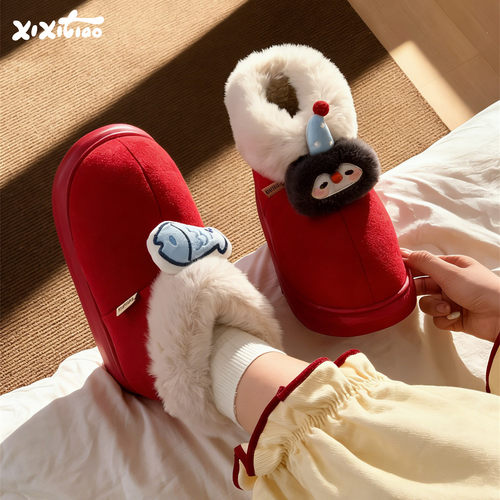 细细条可爱企鹅小鱼雪地靴女