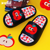 女eva室内外穿百搭趣味撞色一字拖鞋 凉拖鞋 可爱红苹果夏季 细细条