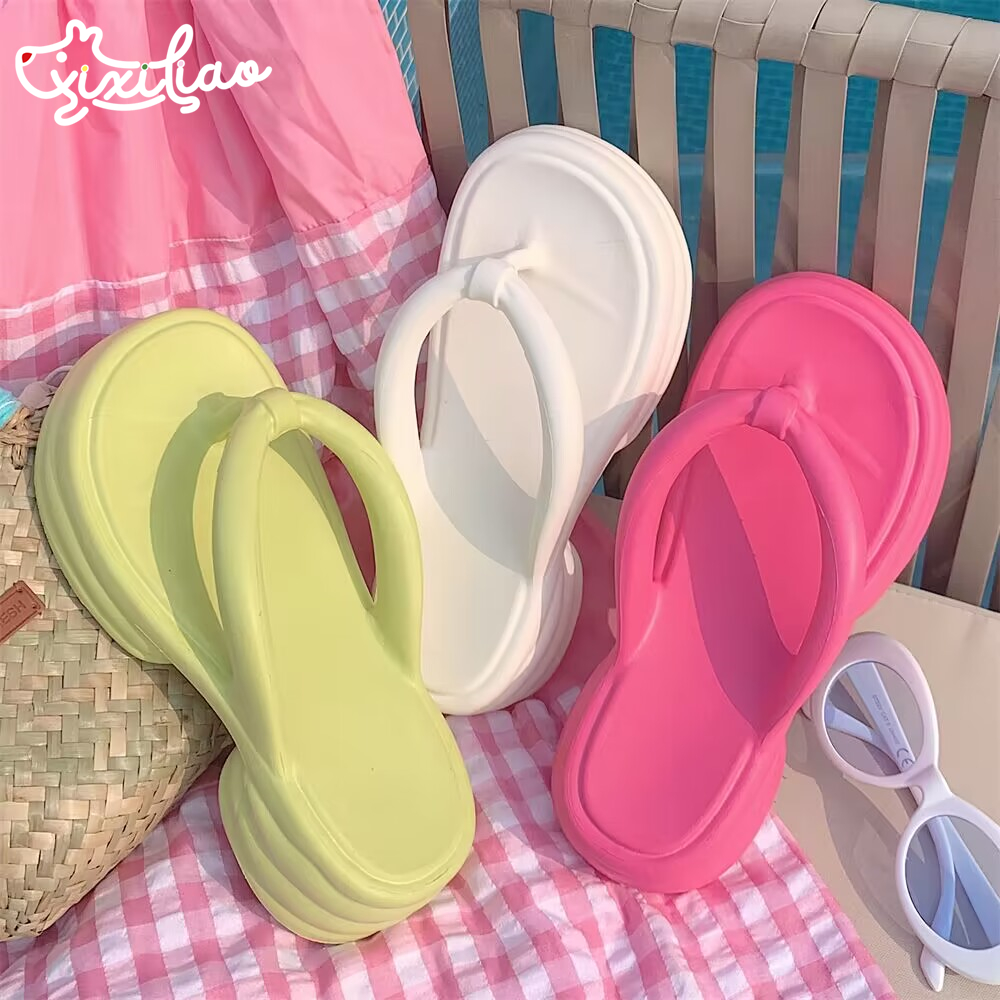 细细条简约纯色百搭外穿人字拖