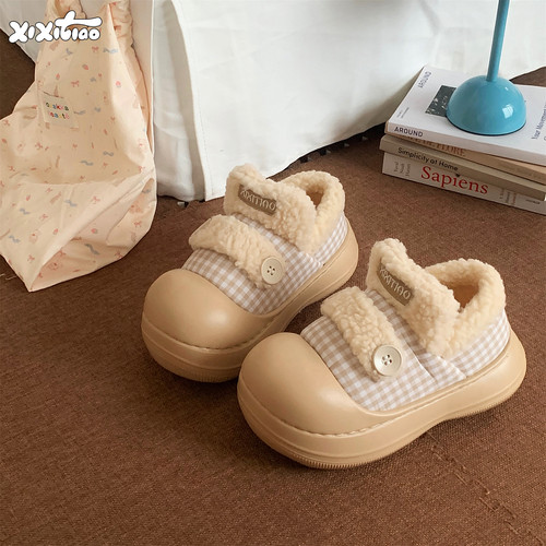 细细条韩系撞色拼接面包鞋