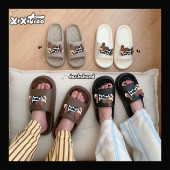 凉拖鞋 防臭浴室洗澡男女夏季 卡通奶牛纹小狗情侣家居拖鞋 细细条