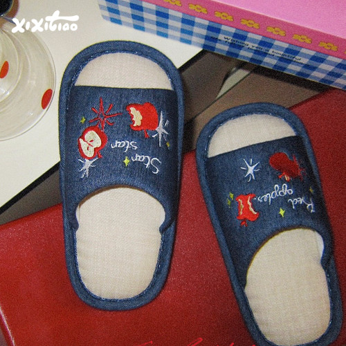 细细条复古创意红苹果地板鞋女